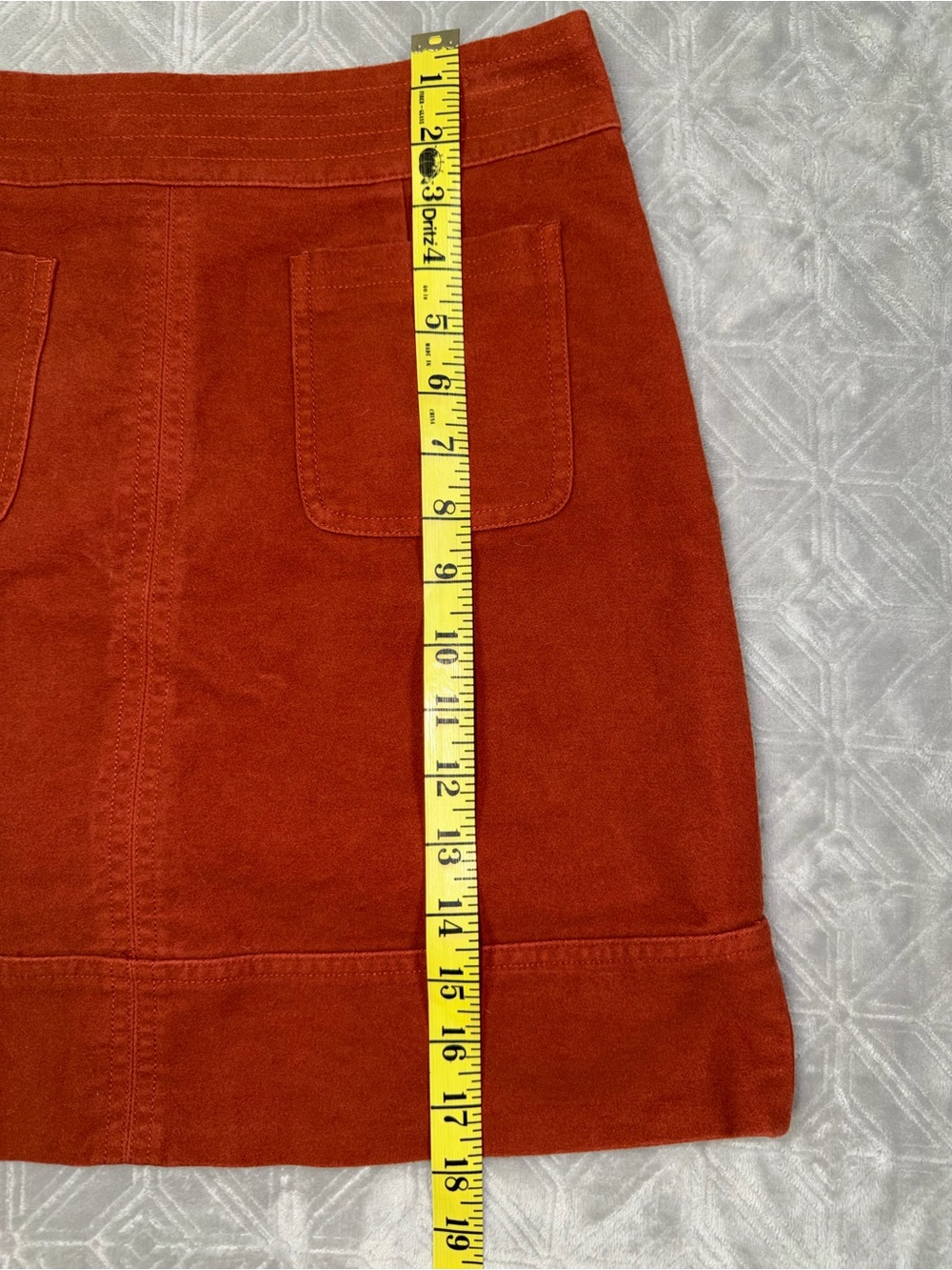 Boden Rust-Orange Mini Skirt with Front Pockets - Picture 8 of 9